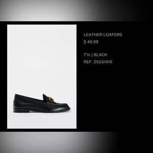 Zara Black Leather Loafers with Gold Accent